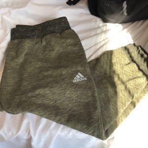 Green Adidas crop 3/4 style joggers size large.